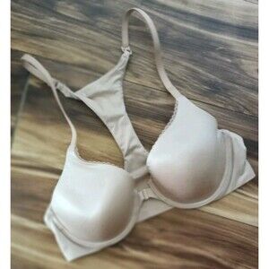 Victoria's Secret Body by Victoria Bra Front Close Racerback Size 34DD Beige